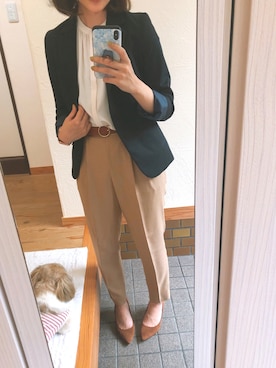 「THE SUIT COMPANY（ザ・スーツカンパニー）のアイテム（スーツジャケット）」を使った、moさん（レディース・155cm）の夏コーディネート