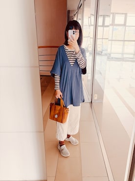 「MUJI Labo（ムジラボ）のアイテム（トップス）」を使った、Chiさん（レディース・160cm）の春コーディネート