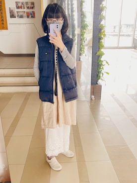 「アイテム（スリッポン、ピンク系）」を使った、Chiさん（レディース・160cm）の冬コーディネート