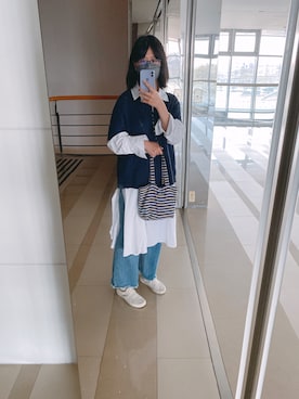 「アイテム（スリッポン、ピンク系）」を使った、Chiさん（レディース・160cm）の春コーディネート