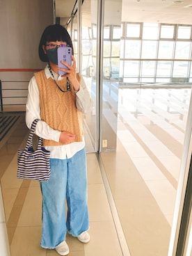 「アイテム（スリッポン、ピンク系）」を使った、Chiさん（レディース・160cm）の春コーディネート