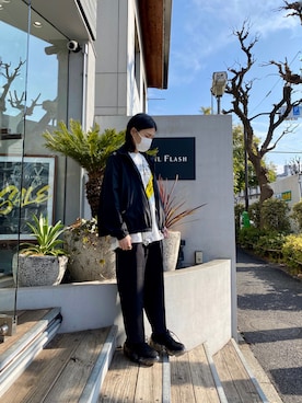「MONCLER（モンクレール）のアイテム（ジャケット/アウター）」を使った、53himiさん（レディース・161cm）の冬コーディネート