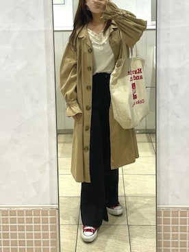 「ehka sopo（エヘカソポ）のアイテム（トレンチコート）」を使った、takanaさん（レディース・148cm）の秋コーディネート