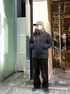 「アイテム（ダウンジャケット/コート）」を使った、森本さん（メンズ・160cm）の秋コーディネート