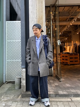 「アイテム（スニーカー）」を使った、森本さん（メンズ・160cm）の夏コーディネート