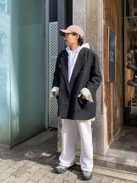 「アイテム（パーカー）」を使った、森本さん（メンズ・160cm）の秋コーディネート