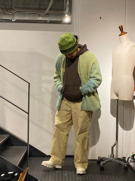 「CPH（シーピーエイチ）のアイテム（帽子）」を使った、森本さん（メンズ・160cm）の冬コーディネート