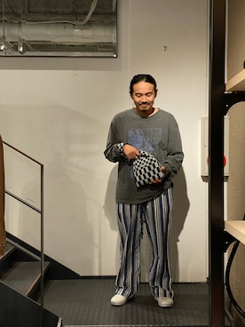 「LASTFRAME（ラストフレーム）のアイテム」を使った、森本さん（メンズ・160cm）の秋コーディネート