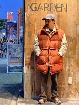 「yoke」｜「アイテム（ダウンジャケット/コート）」を使った、森本さん（メンズ・160cm）の秋コーディネート
