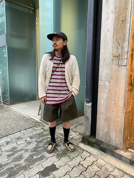 「SHINYAKOZUKA（シンヤコヅカ）のアイテム（パンツ）」を使った、森本さん（メンズ・160cm）の夏コーディネート
