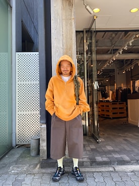 「アイテム（パーカー）」を使った、森本さん（メンズ・160cm）の夏コーディネート