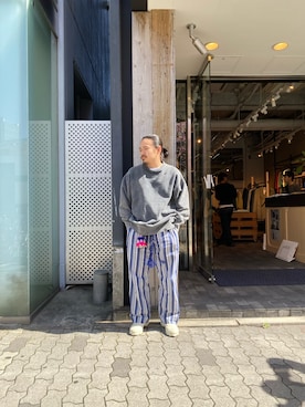 「ancellm」｜「アイテム（スウェット）」を使った、森本さん（メンズ・160cm）の春コーディネート