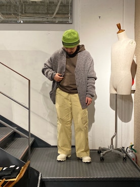 「CPH（シーピーエイチ）のアイテム（帽子）」を使った、森本さん（メンズ・160cm）の冬コーディネート
