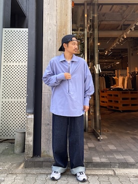 「アイテム（スニーカー）」を使った、森本さん（メンズ・160cm）の夏コーディネート