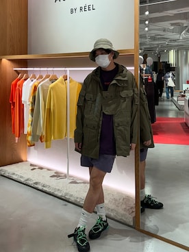 「アイテム（ライダースジャケット、グリーン系）」を使った、zhongjiang0207さん（メンズ・186cm）の夏コーディネート