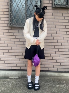 「OOFOS(ウーフォス)のアイテム」を使った、kankitsu🍊さん(キッズ・148cm)の春コーディネート