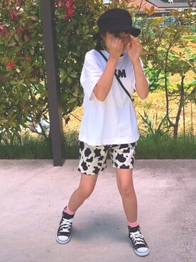 「FILA（フィラ）のアイテム（帽子）」を使った、kankitsu🍊さん（キッズ・144cm）の春コーディネート