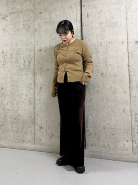 「ベロア」｜「アイテム（アクセサリー）」を使った、わたさん（レディース・156cm）の冬コーディネート