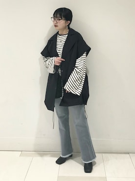 「ラフスタイル」｜「アイテム（ポンチョ）」を使った、わたさん（レディース・156cm）の冬コーディネート