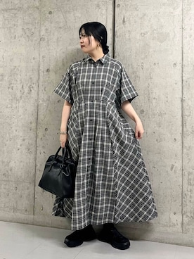 「アイテム（ボストンバッグ）」を使った、わたさん（レディース・156cm）の夏コーディネート