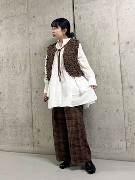 「アイテム（シュシュ）」を使った、わたさん（レディース・156cm）の夏コーディネート