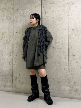 「KBF（ケイビーエフ）のカバーデザインロングブーツ（ブーツ）」を使った、わたさん（レディース・156cm）の秋コーディネート