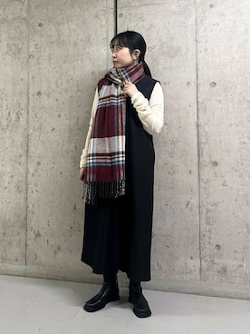 「KBF（ケイビーエフ）のシアーベロアシャーリングスリーブトップス（Tシャツ/カットソー）」を使った、わたさん（レディース・156cm）の秋コーディネート