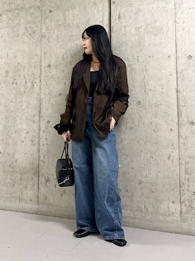 「アイテム（ヘアゴム）」を使った、わたさん（レディース・156cm）の冬コーディネート