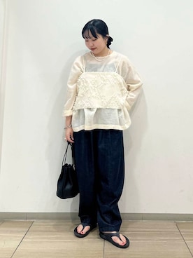 「新作」｜「アイテム（アクセサリー）」を使った、わたさん（レディース・156cm）の夏コーディネート
