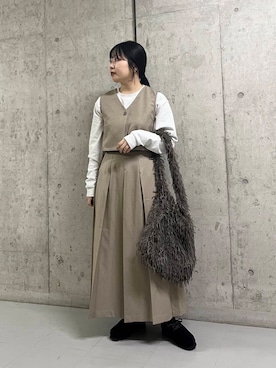 「KBF（ケイビーエフ）のベストセパレートワンピース（ワンピース）」を使った、わたさん（レディース・156cm）の秋コーディネート