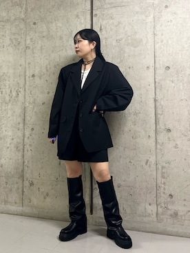 「KBF（ケイビーエフ）のカバーデザインロングブーツ（ブーツ）」を使った、わたさん（レディース・156cm）の秋コーディネート