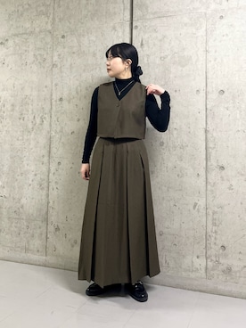 「KBF（ケイビーエフ）のベストセパレートワンピース（ワンピース）」を使った、わたさん（レディース・156cm）の冬コーディネート