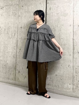 「アイテム（アクセサリー、レッド系）」を使った、わたさん（レディース・156cm）の夏コーディネート