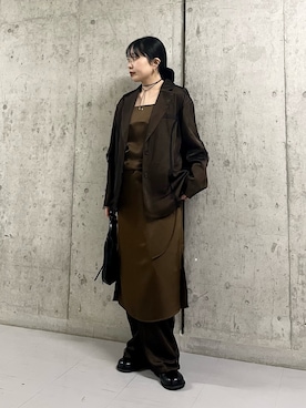 「アイテム（その他アウター、ブラウン系）」を使った、わたさん（レディース・156cm）の冬コーディネート