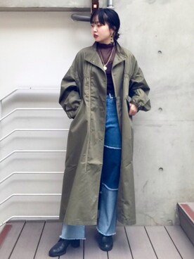 「秋先取りコーデ」｜「アイテム（ミリタリージャケット）」を使った、わたさん（レディース・156cm）の秋コーディネート