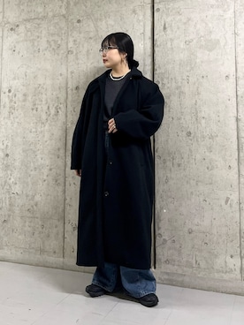 「アイテム（ステンカラーコート）」を使った、わたさん（レディース・156cm）の冬コーディネート