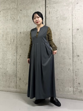 「KBF（ケイビーエフ）のシアーベロアシャーリングスリーブトップス（Tシャツ/カットソー）」を使った、わたさん（レディース・156cm）の秋コーディネート