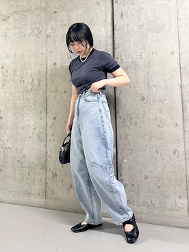 「アイテム（バレエシューズ）」を使った、わたさん（レディース・156cm）の春コーディネート