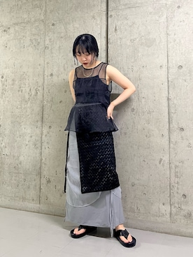 「SMELLY（スメリー）のアイテム（スカート）」を使った、わたさん（レディース・156cm）の夏コーディネート
