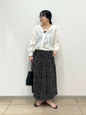 「アイテム（ネックレス、ホワイト系）」を使った、わたさん（レディース・156cm）の夏コーディネート