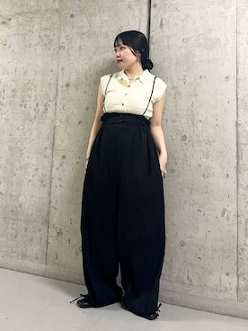 「モード系」｜「アイテム（オールインワン・サロペット）」を使った、わたさん（レディース・156cm）の夏コーディネート