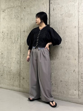 「アイテム（シュシュ）」を使った、わたさん（レディース・156cm）の夏コーディネート