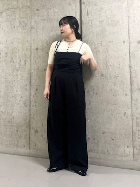「レイヤードスタイル」｜「アイテム（オールインワン・サロペット）」を使った、わたさん（レディース・156cm）の夏コーディネート