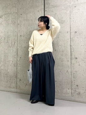 「KBF（ケイビーエフ）のWIDEワイドパンツ（その他パンツ）」を使った、わたさん（レディース・156cm）の冬コーディネート
