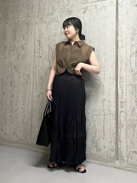 「ブラウンコーデ」｜わたさん（レディース・156cm）の夏コーディネート