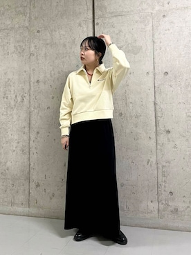 「KBF（ケイビーエフ）のChampion　HALF ZIP SWEATSHIRTS（スウェット）」を使った、わたさん（レディース・156cm）の秋コーディネート