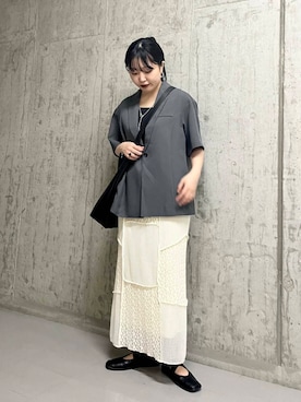 「KBF（ケイビーエフ）のアイテム（ジャケット/アウター）」を使った、わたさん（レディース・156cm）の春コーディネート