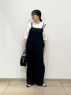 「レイヤードスタイル」｜「アイテム（オールインワン・サロペット）」を使った、わたさん（レディース・156cm）の夏コーディネート