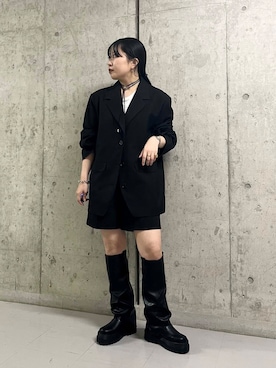 「KBF（ケイビーエフ）のカバーデザインロングブーツ（ブーツ）」を使った、わたさん（レディース・156cm）の秋コーディネート