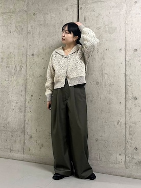 「KBF（ケイビーエフ）のアイテム（スラックス）」を使った、わたさん（レディース・156cm）の冬コーディネート